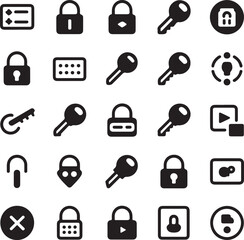 Obraz premium Collection of security and access icons for digital interfaces