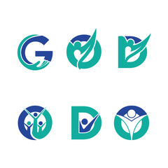 letter mark wellness human people hand care family logo collection bundle