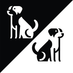 Two dogs in upright poses facing opposite sides, shown in bold contrast. Ideal for signage, logos, and pet awareness content.
