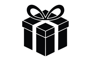 Obraz premium Isolated Black Illustration of Gift Box with a Bow on White