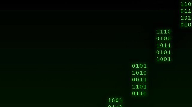Falling Green Binary Code Animation - Matrix Style Digital Rain Effect on Black Background