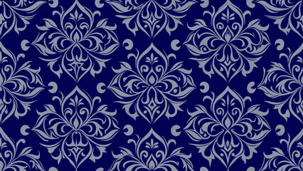 Seamless pattern islamic styles ornament dark blue damask wallpaper vintage background for Fashionable modern wallpaper or textiles, books cover, damask, textile, abstract, antique, modern, blue, 