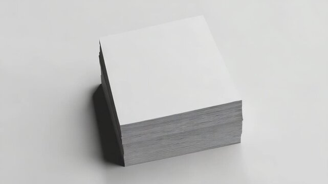 Stack of blank white paper sheets on grey surface