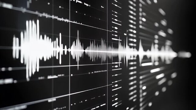 Abstract White Waveform On Dark Screen Displaying Sound Data Visualization