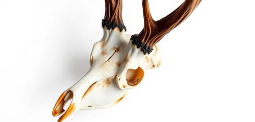 Close-up of a roe deer skull, isolated on white,  science,  close-up