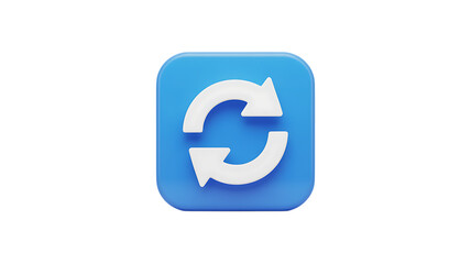 Refresh or reload icon in a blue square a symbol of updating and synchronization on a black background