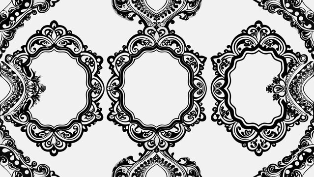 three set frames ornamental vintages styles on a isolated white backgrounds for screen printing, paper craft printable designs, wedding invitation cover,gold, border, elegant, graphic, luxury, 