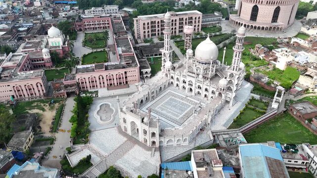 An arial 4k footage of Masjid Rasheed at Darul Uloom Deoband, Saharanpur