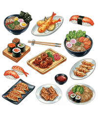 japanese set of food .