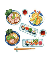 japanese food sushi and Ramen