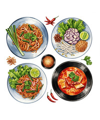 collection of food Thai food