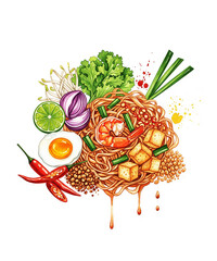 Painting, Pad Thai, Thai food