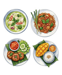 set of food Painting Thai food