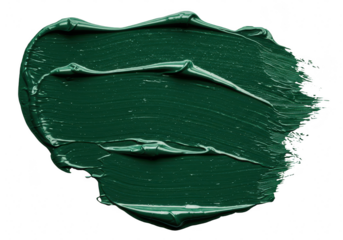 A vibrant green paint stroke with a textured surface isolated on transparent background