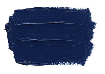 A thick smear of dark blue paint creates a textured brushstroke on a transparent background