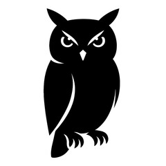 black and white owl vector illustration of a silhouette 
