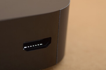 Close-Up View of HDMI Port on Electronic Device for Connectivity and Tech Concepts