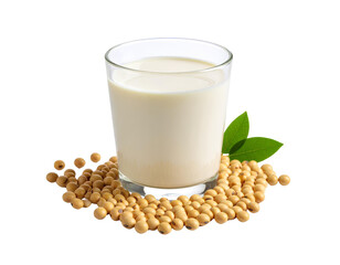 Fresh Organic Soy Milk Isolated on transparent background for Healthy Nutrition Concepts