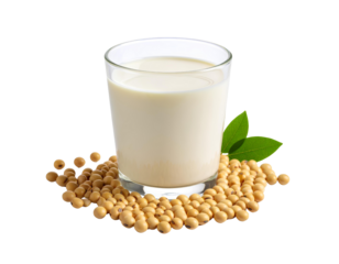 Fresh Organic Soy Milk Isolated on transparent background for Healthy Nutrition Concepts