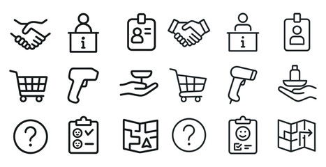 Business and communication line icons set – flat, outline, corporate symbols