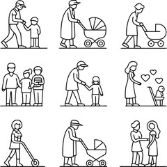 Mental Health & Therapy Line Icon Set – Vector Illustrations for Counseling, Support, and Wellness Apps