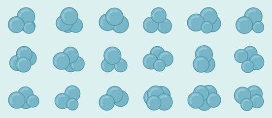 Fototapeta premium Collection of blue oval shapes clustered together representing bacteria or cells