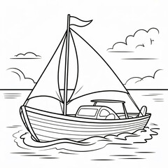 sailing ship on the sea illustration vector style coloring page 