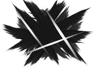 Black brush strokes create an abstract and artistic design, isolated on transparent background