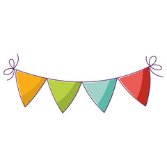 A festive garland of flags, a hand-drawn clipart, and a festive element