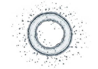 A captivating water ring with splashing droplets is isolated on transparent background, creating a dynamic and refreshing visual