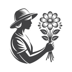 Woman holding flowers bouquet leaves