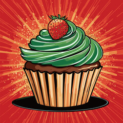 The vector cupcake is made with great detail