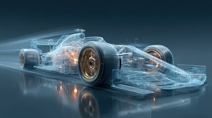 CFD airflow formula car, automotive engineering scene, modern vehicle aerodynamics, technical race design, clean art