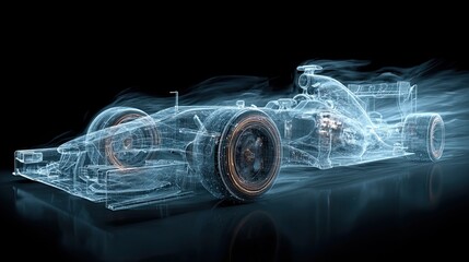 CFD airflow formula car, automotive engineering scene, modern vehicle aerodynamics, technical race design, clean art