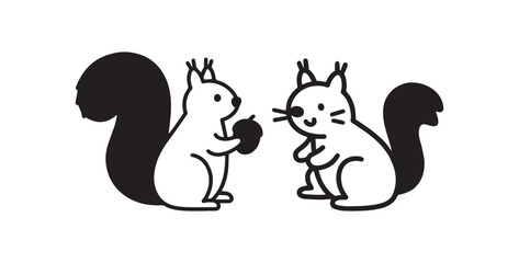 Squirrel in doodle simple style on white background