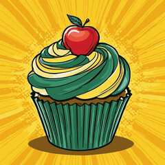 The vector cupcake is made with great detail