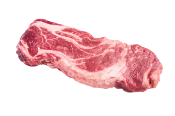 Raw Chuck eye roll steak, prime beef meat isolated on white background