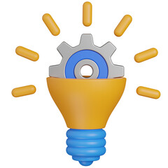 Idea Generation 3D RENDER Lightbulb with Gear