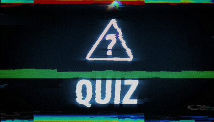 Quiz question mark symbol on analog screen VHS style