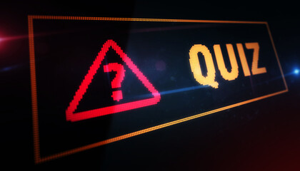 Quiz question mark symbol light flashing on digital display