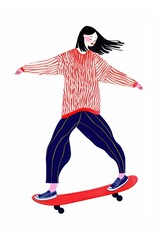 Stylish girl skateboarding illustration