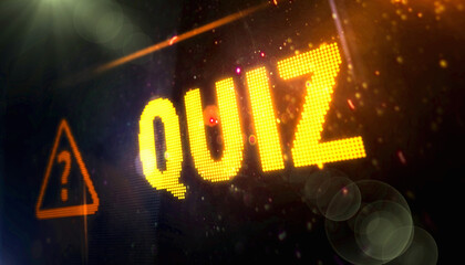 Quiz question mark symbol light flashing on digital display