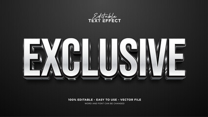 Editable exclusive 3d text effect, silver text effect template