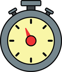 Stopwatch icon with red needle illustration