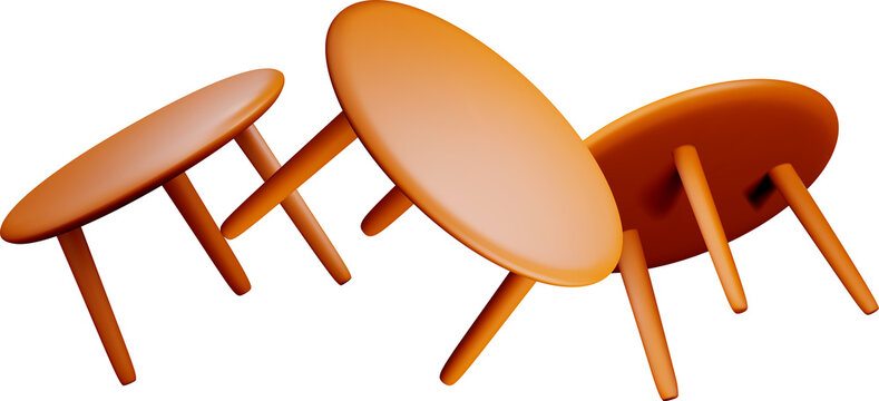 3D Rendered Orange Tables in Unique Angles