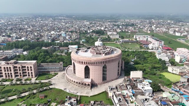 An arial 4k footage of Library building at Darul Uloom Deoband, Saharanpur