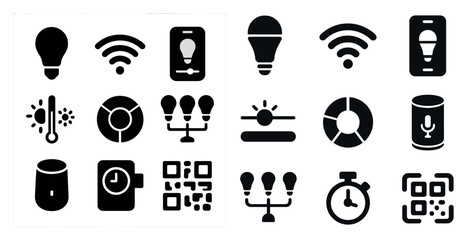 Smart home silhouette icons set &ndash; automation, device control, technology symbols