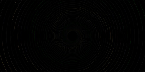 Colorful abstract concentric circles on a black background, creating a hypnotic tunnel or vortex effect with a modern and futuristic style.