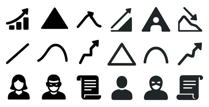 Business analytics solid icons set – flat, filled, data and growth symbols