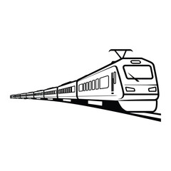 Fototapeta premium Passenger Train Icon, Vector, Illustration, Outline, Line Art, Silhouette, Logo, White Background.